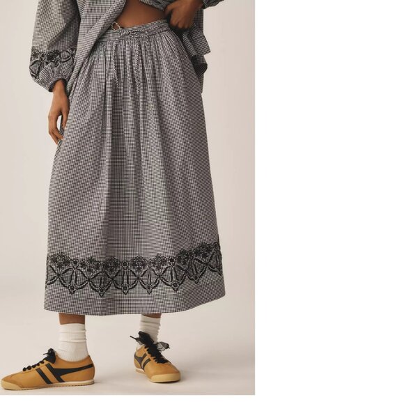 Anthropologie Damson Madder Keeley Midi Skirt size 2 new nwt black color - Picture 2 of 9